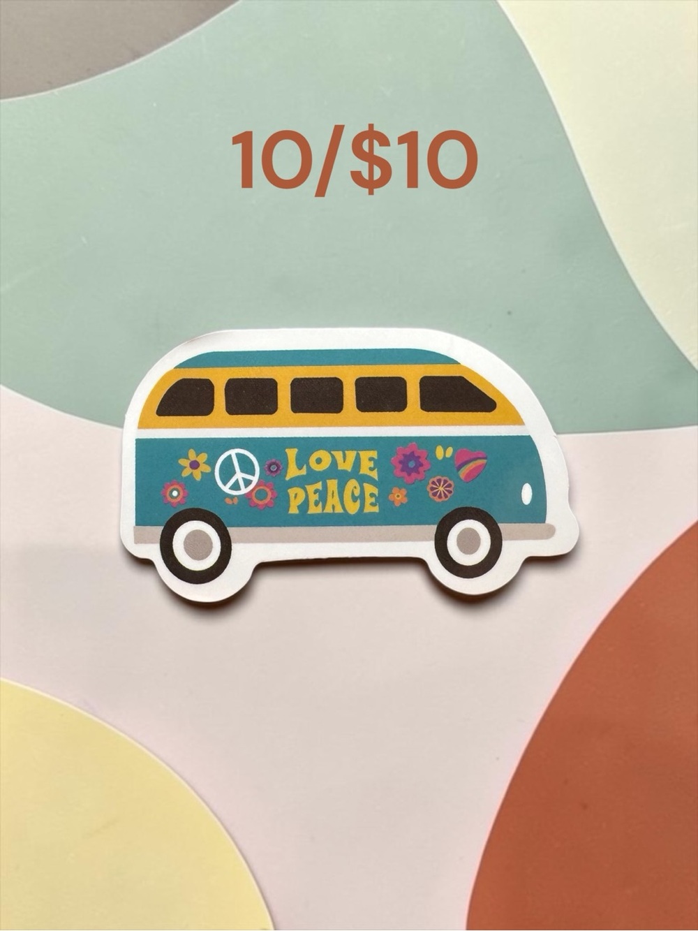 10 / $10 Love Peace Retro Hippie Van Sticker – Groovy Boho Decal